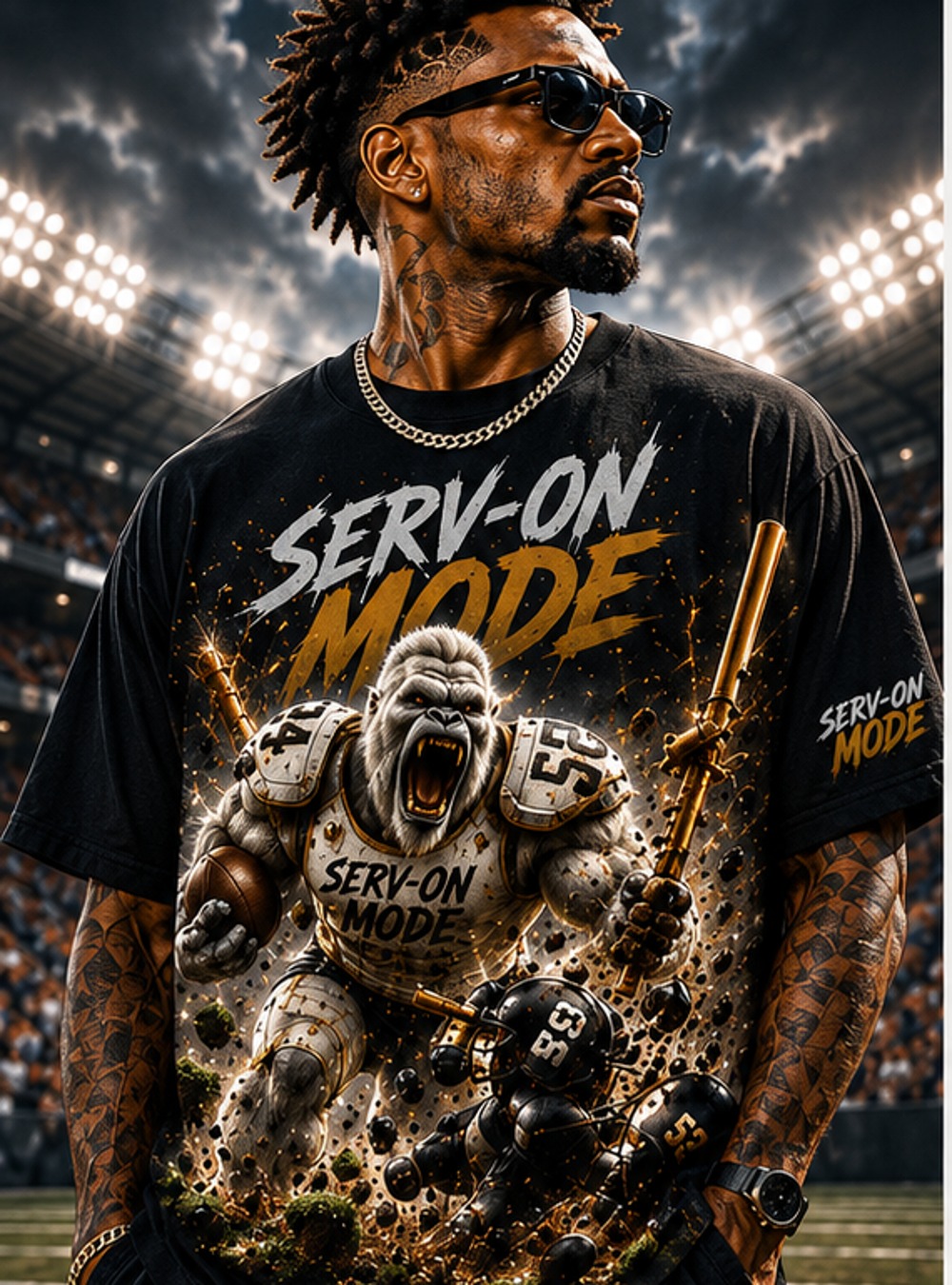 SERV-ON MODE Football Graphic Tee