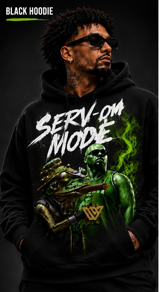 SERV-ON MODE Black Hoodie