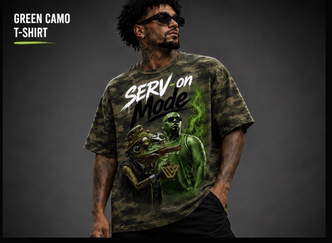 SERV-ON MODE Green Camo Tee