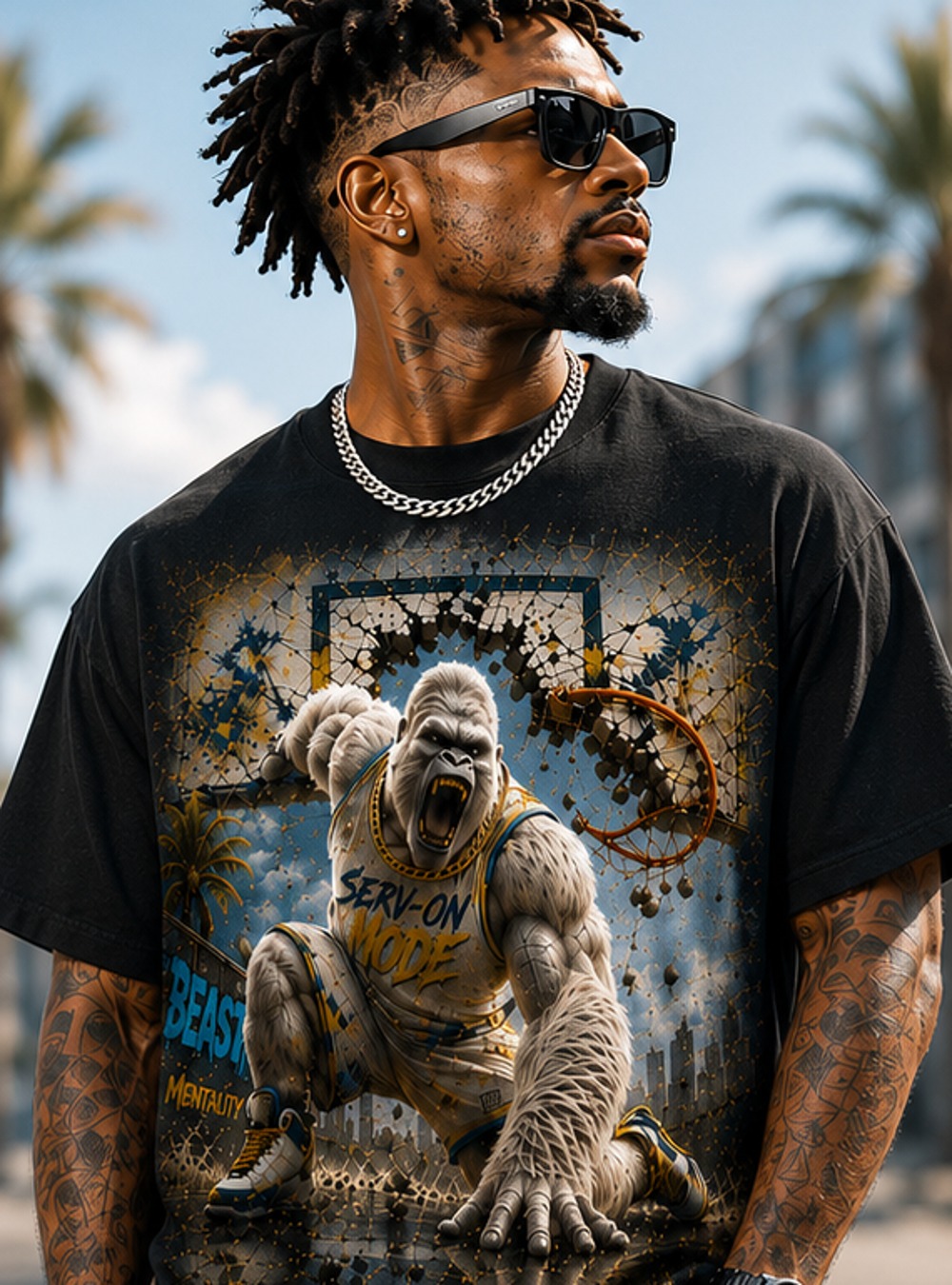 SERV-ON MODE Basketball Graphic Tee