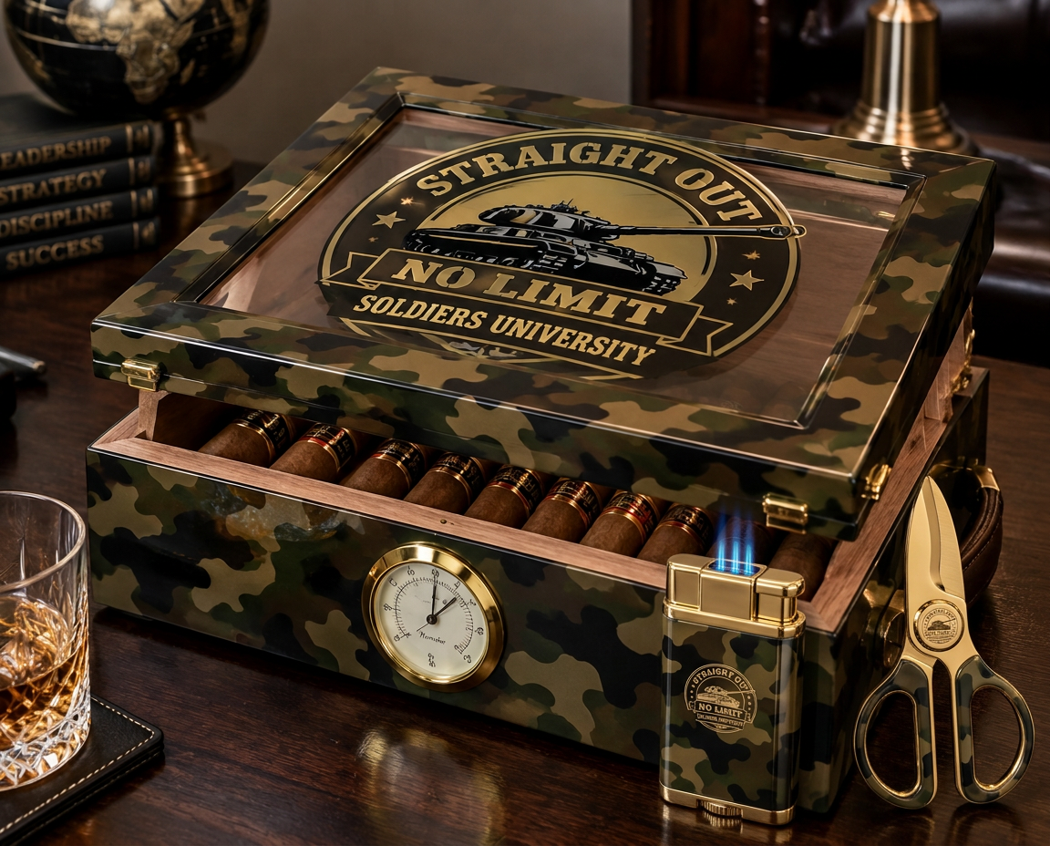 NLSU Camo Cigar Humidor Set